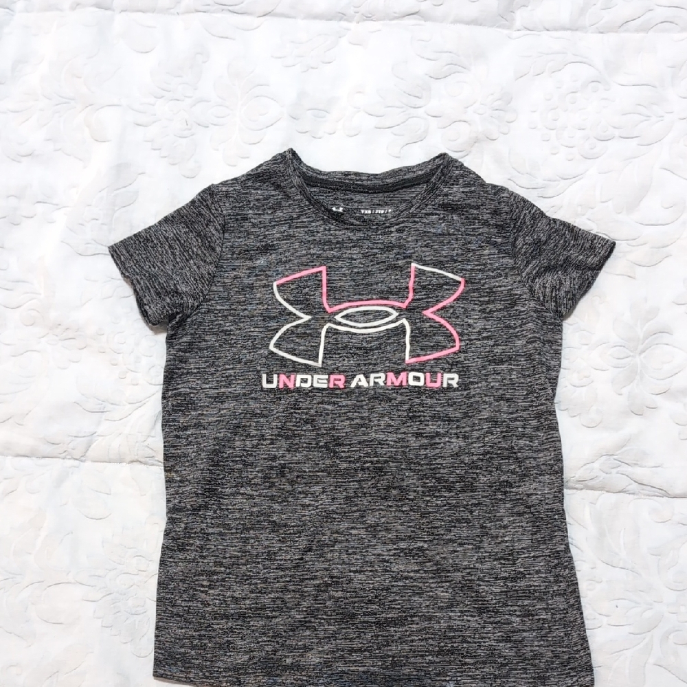 Under Armour Kids' Black and Pink T-Shirt
